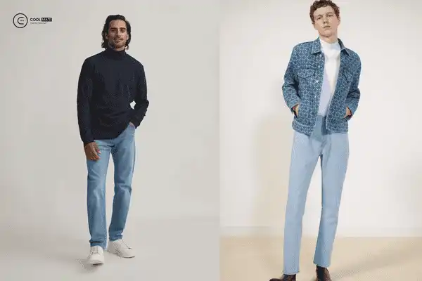 Áo thun cổ lọ với quần jeans