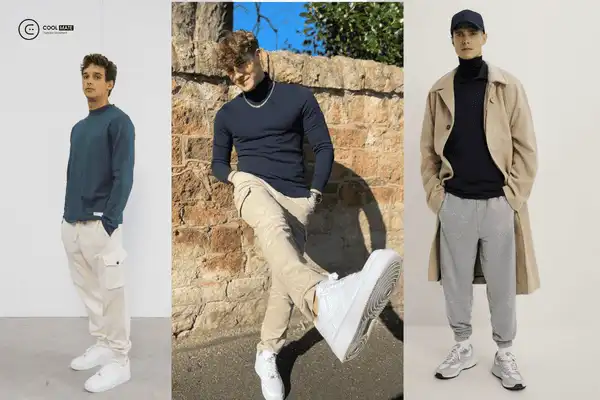 Áo thun cổ lọ với quần jogger