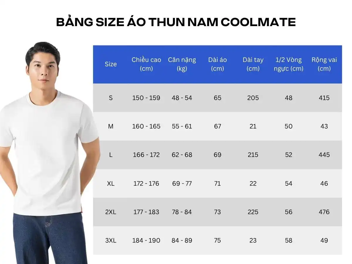 Bảng size áo thun nam Khánh Beauty Bảng size áo thun nam Khánh Beauty