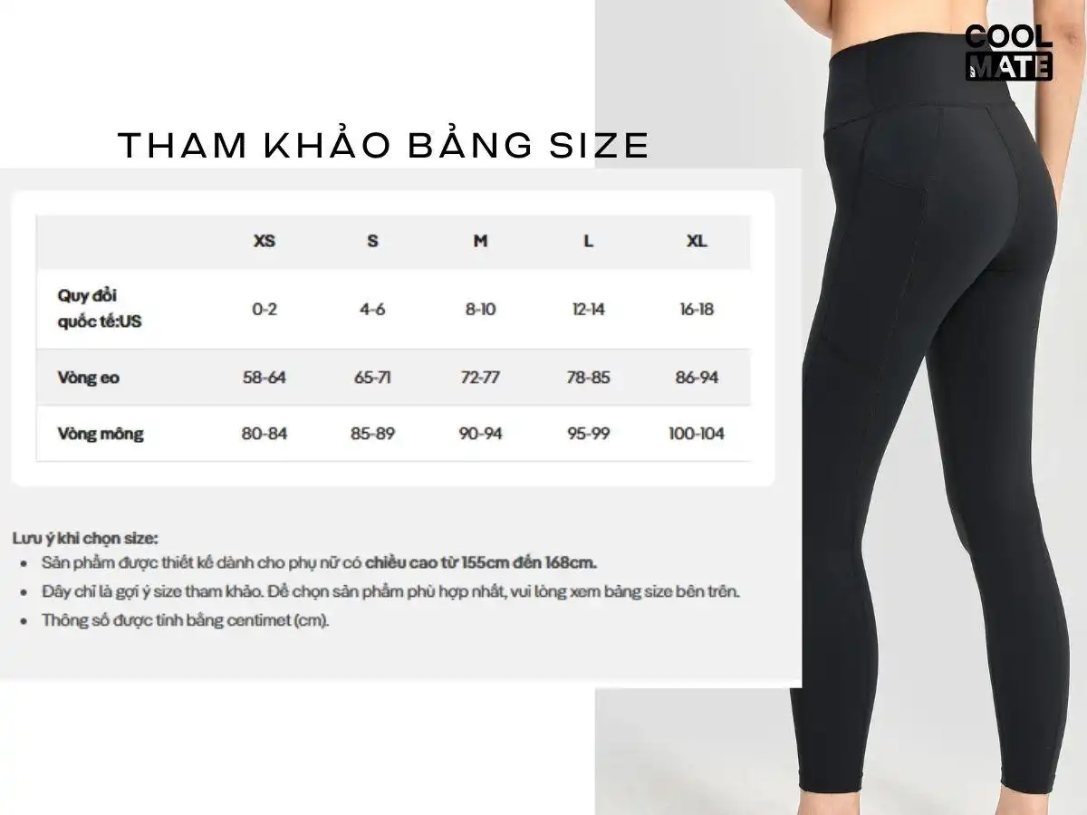 Bảng size quần legging nữ của Khánh Beauty Bảng size quần legging nữ của Khánh Beauty