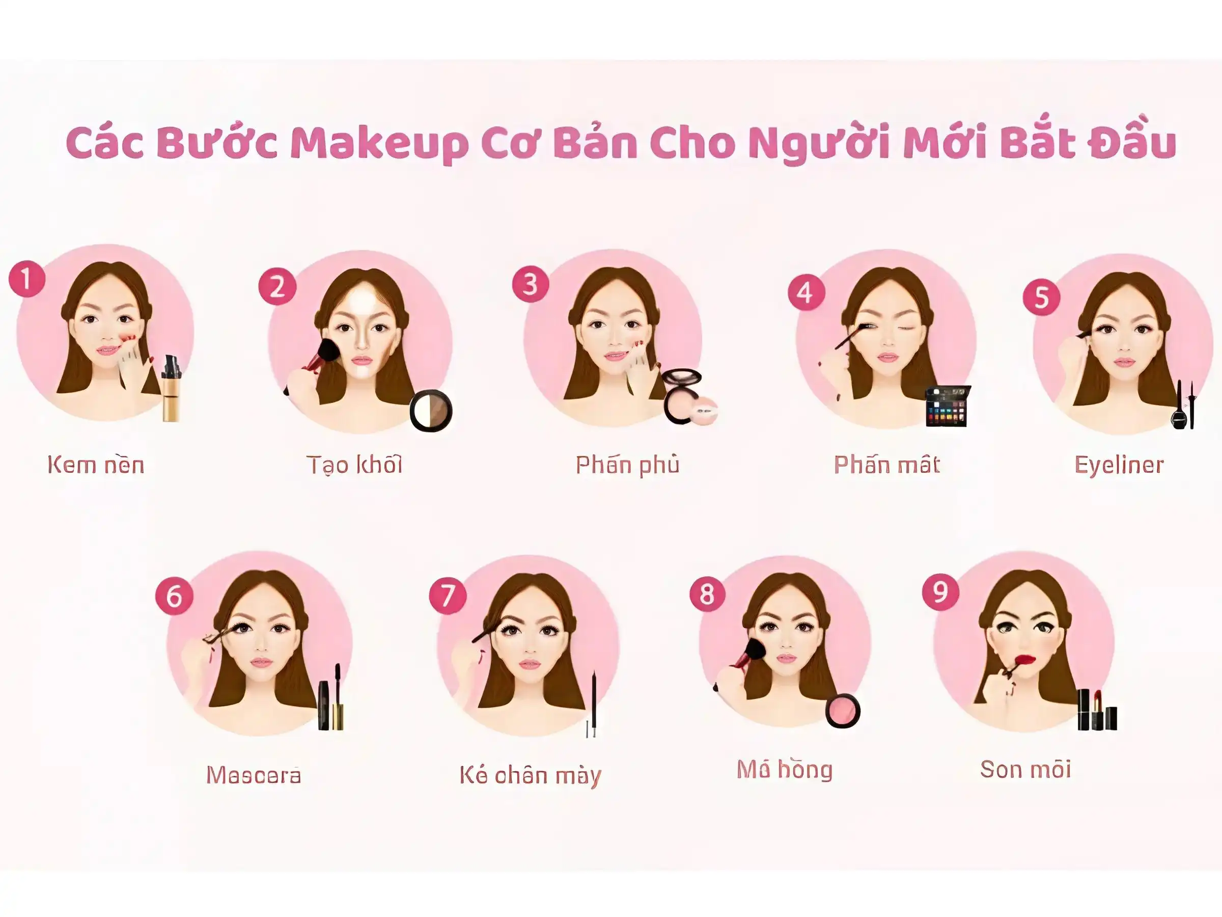 Các bước trang điểm cho người mới bắt đầu Các bước trang điểm cho người mới bắt đầu