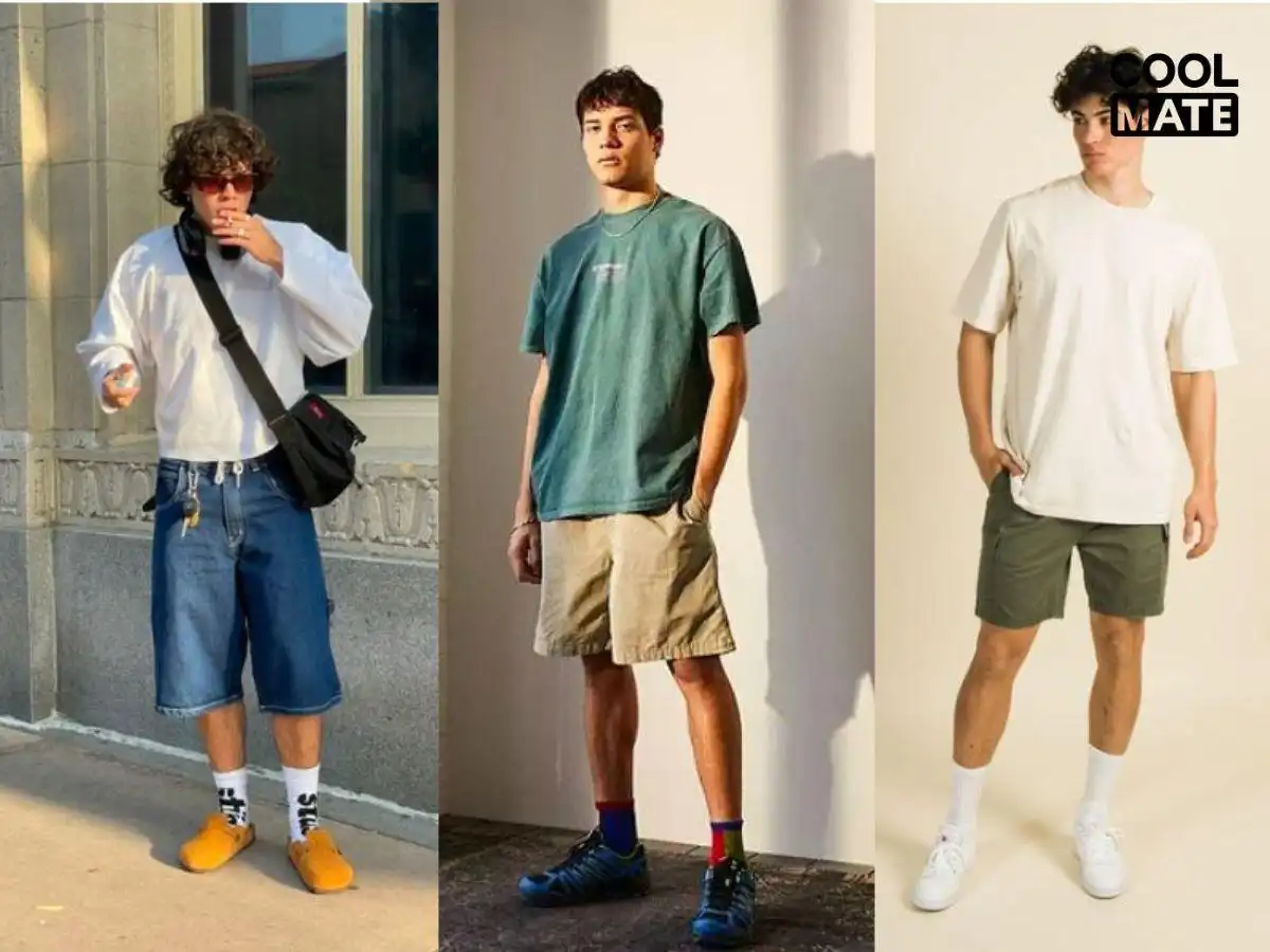 Các phong cách và chiều dài quần khi mang quần shorts jean ngắn, ngang đầu gối, qua đầu gối
