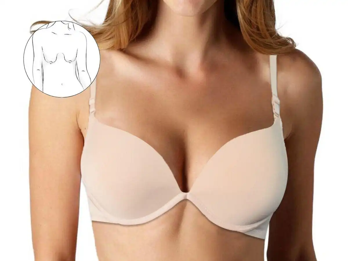 Dáng ngực hình giọt nước có phần trên thon gọn trong khi phần dưới đầy đặn Dáng ngực hình giọt nước có phần trên thon gọn trong khi phần dưới đầy đặn