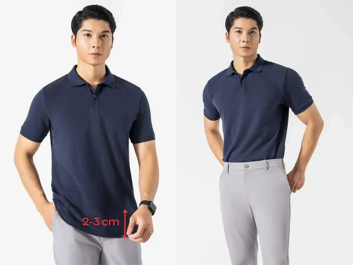 Độ dài áo polo nam chuẩn giúp tổng thể trang phục cân đối Độ dài áo polo nam chuẩn giúp tổng thể trang phục cân đối