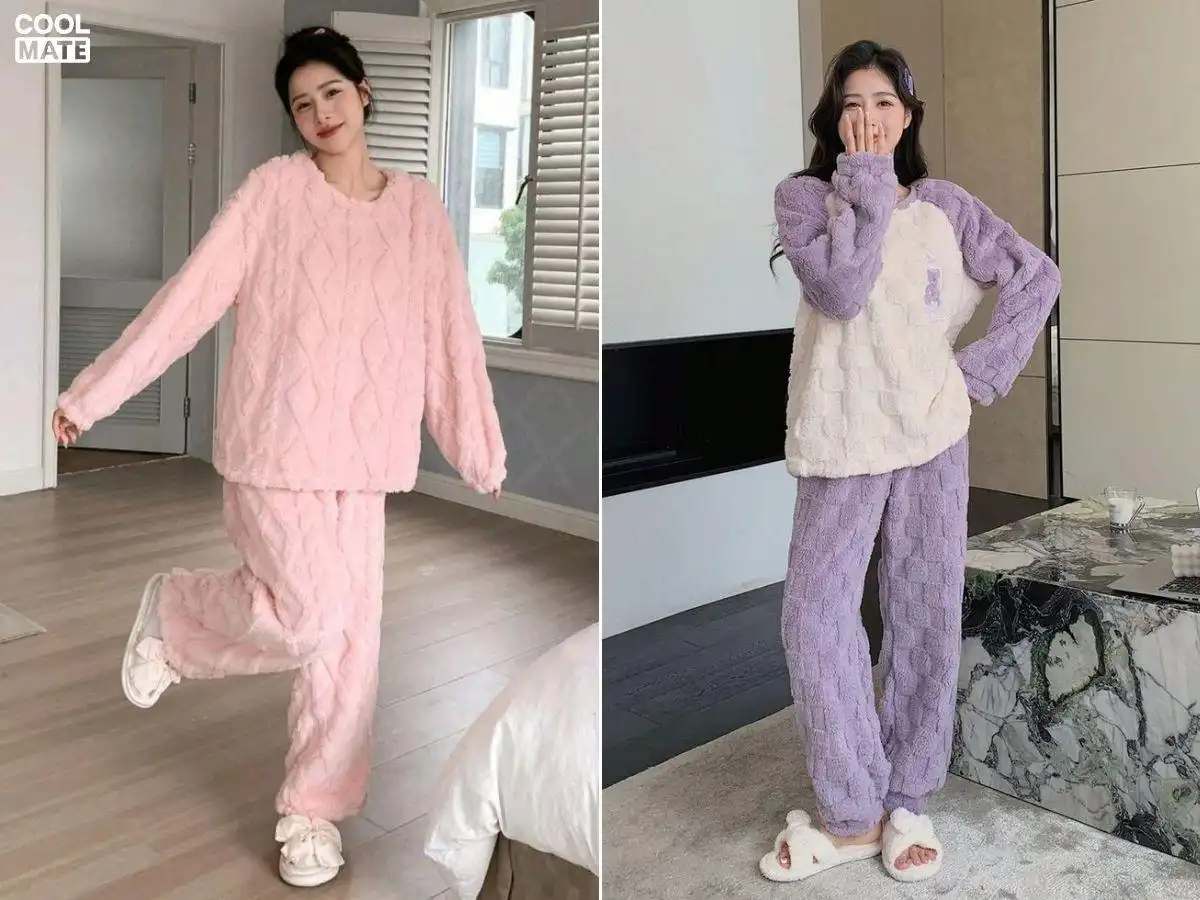 Đồ ngủ mùa đông cho nữ chất liệu lông cừu