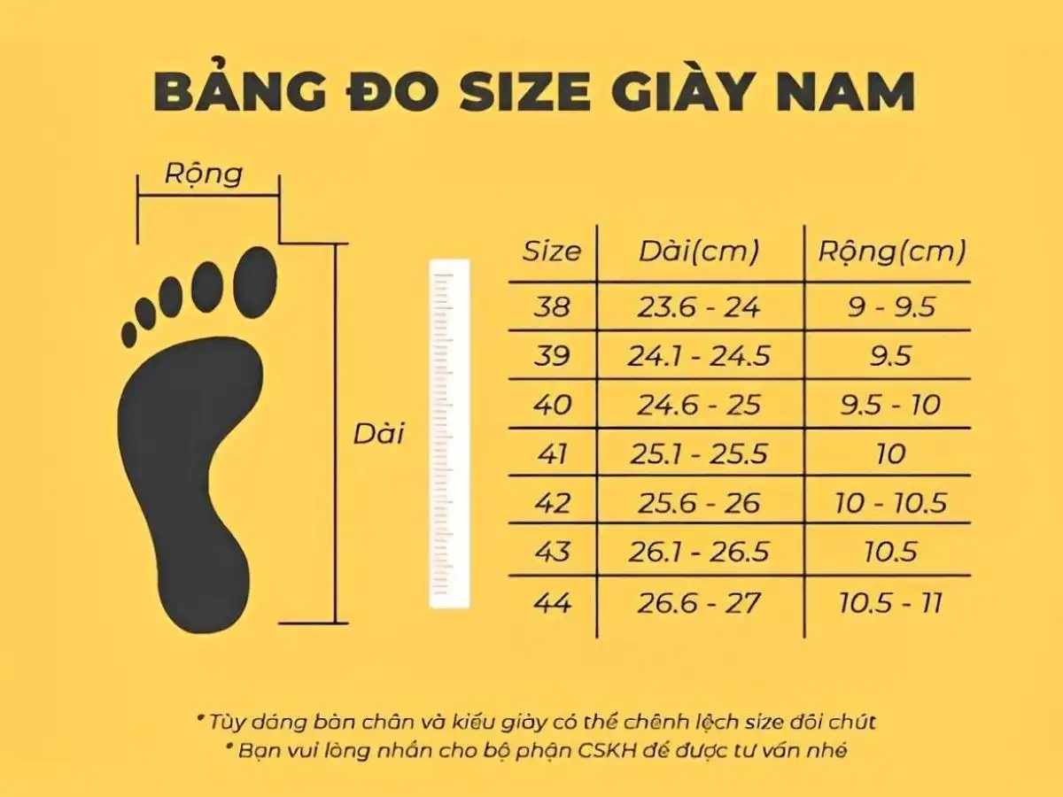 Kiểm tra size giày chuẩn