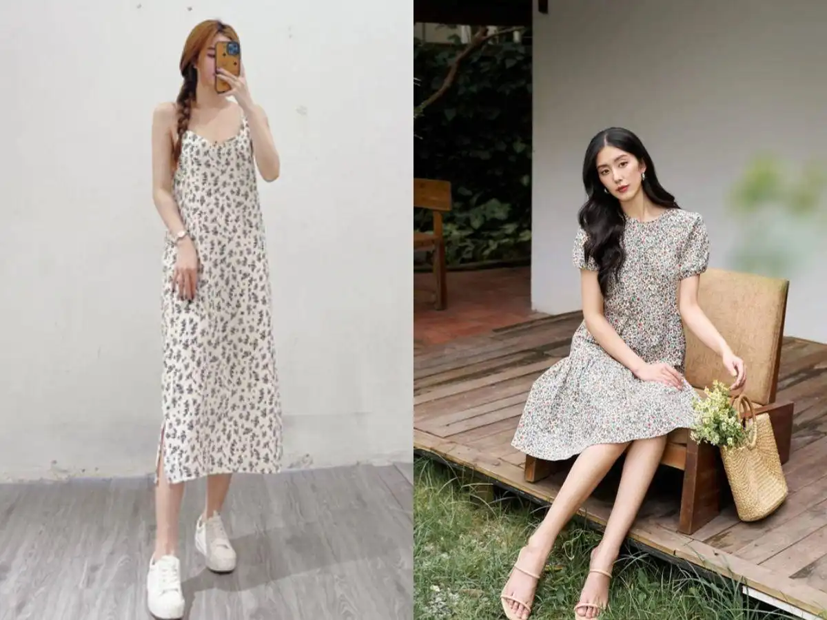 Mỗi phong cách thời trang có cách mix giày dép và đầm hoa nhí khác nhau