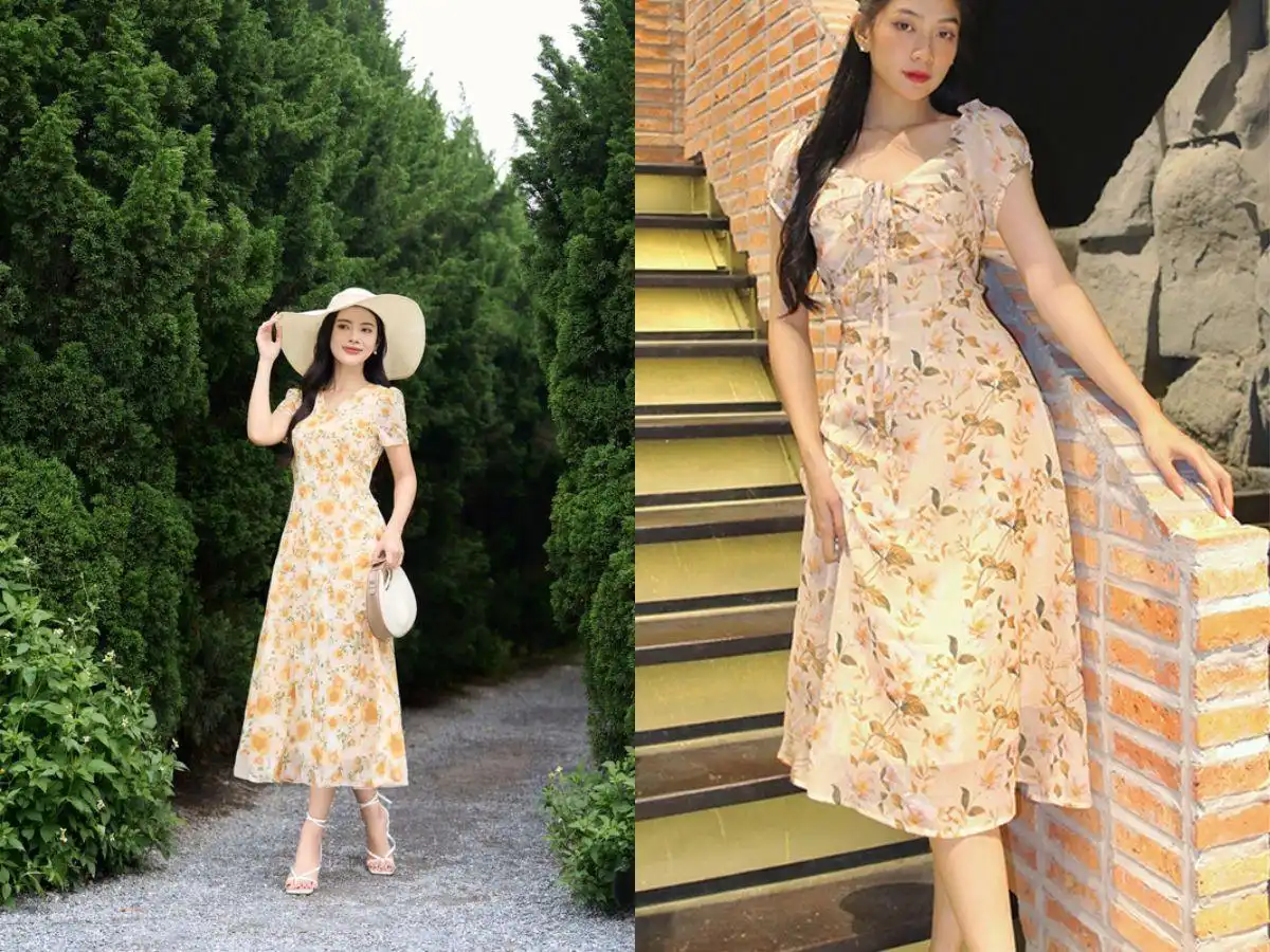 Một chiếc đầm hoa nhí chiffon nhẹ nhàng, bay bổng và thoáng mát cho nàng nữ tính