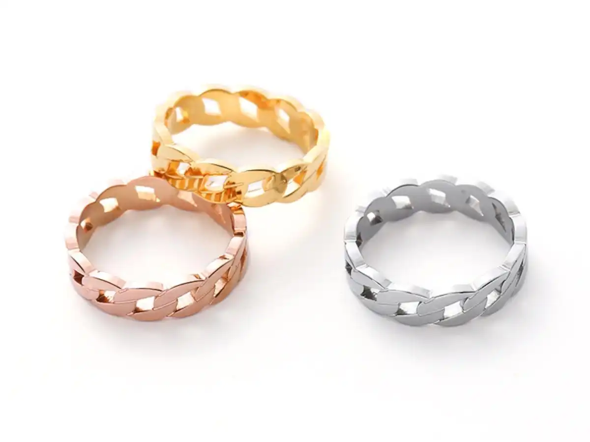 Nhẫn Thép không gỉ bản to kiểu mắt xích (Chain Link)