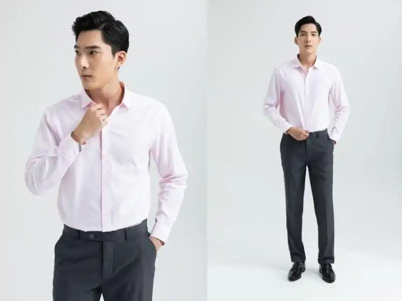 Quý ông với outfit áo sơ mi dài tay và quần tây Quý ông với outfit áo sơ mi dài tay và quần tây