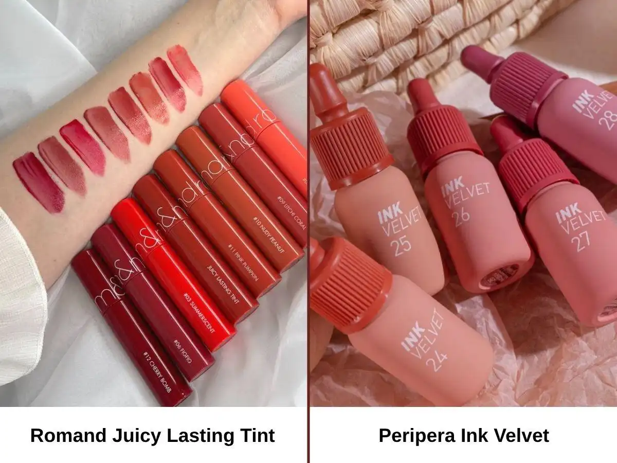 Son tint của Romand và Peripera là lựa chọn phổ biến của học sinh Son tint của Romand và Peripera là lựa chọn phổ biến của học sinh